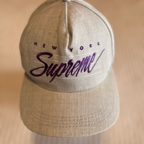 Supreme light grey StarterCap with Purple Script💯authentic